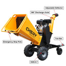 6'' 420Cc 15Hp Pull Start Gas Powered 4 - Wheels Chipper Shredder Mulcher With Towbar / Stop Bar - Yellow by HouseOfZazla