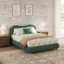 Queen Size Upholstered Platform Bed Frame with Rounded Corners Curved Headboard by HouseOfZazla