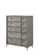 5 Drawer Chest Book Matched Veneers - Gray by HouseOfZazla
