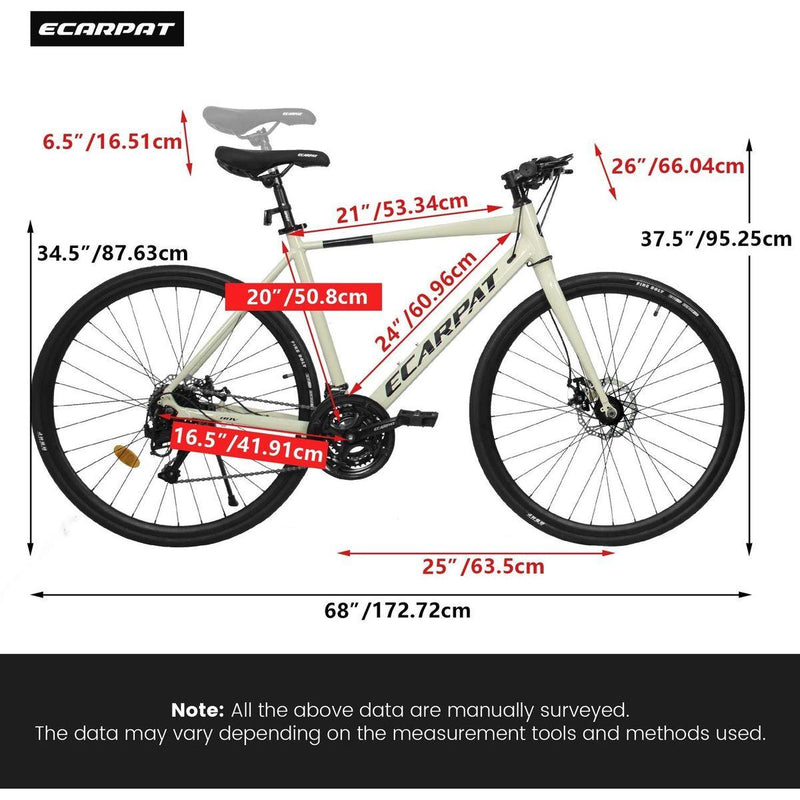 A28320-CREAM 700C Road Bike 21 Speed, Suspension Fork, Disc Brakes, Men's Women's Road Bike
