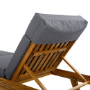 LOUNGE CHAISE SET WITH HEADREST,SPACE AVAILABLE ON ONE SIDE, ACACIA WOOD WITH WATER-RESISTANT LOUNGE CUSHIONS (DARK GREY & 3-FOLD & 4 inch) - MATCHING CREAM/BEIGE VERSION AVAILABLE