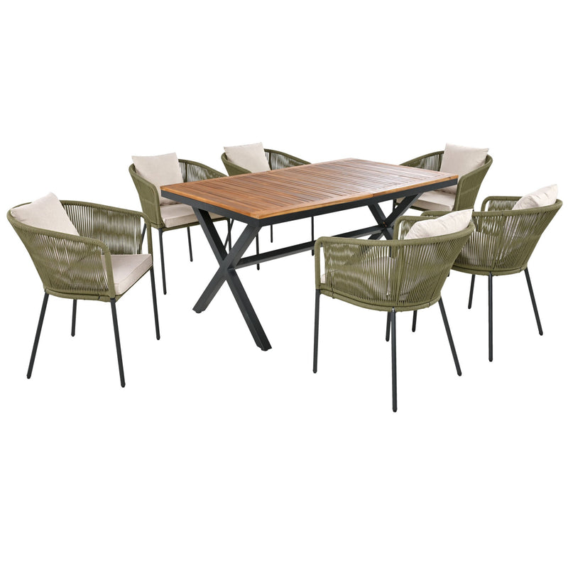 Walker Edison | All-Weather Outdoor 7 Pieces Patio Dining Set