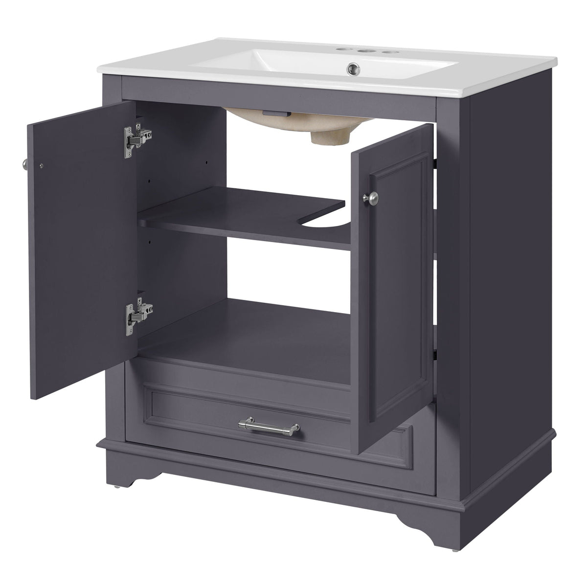 Bathroom Vanity With Sink, Cabinet & 2 Soft Closing Doors & Adjustable Shelf, photo 15 of 50