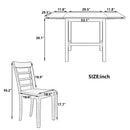 5-Piece Wood Square Drop Leaf Breakfast Nook Extendable Dining Table Set with 4 Ladder Back Chairs for Small Places, Gray
