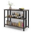 36 Inch 3-Tier Bar Table with Storage Metal Frame Adjustable Foot Pads for Dining Room by LJGDeals