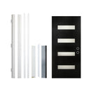 [36X80-Inch] Nuvia Modern Black Left Inswing Fiberglass Entry Door With 4-9/16 White Vinyl Frame (SAK52910)