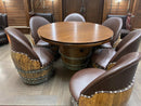 Whiskey & Wine Barrel Game Table Set — Poker Top and Dining Top Included, 6 Chairs