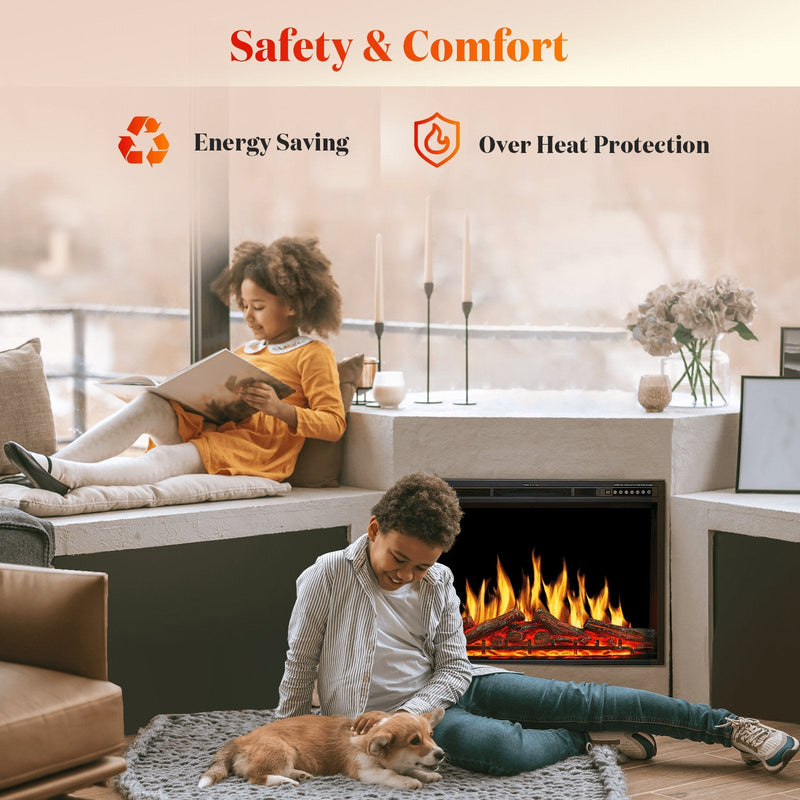 37 Inch Electric Fireplace Insert Adjuatble Flame Colors 939BXB