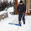 37.5 Inches Aluminum Snow Shovel with Wheels and Bi-Directional Angled Blade-Blue by LJGDeals