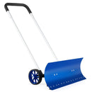 37.5 Inches Aluminum Snow Shovel with Wheels and Bi-Directional Angled Blade-Blue by LJGDeals