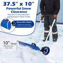37.5 Inches Aluminum Snow Shovel with Wheels and Bi-Directional Angled Blade-Blue by LJGDeals