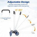 37.5 Inches Aluminum Snow Shovel with Wheels and Bi-Directional Angled Blade-Blue by LJGDeals