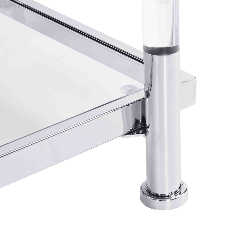 43.31" Chrome Glass Sofa Table, Acrylic Side Table, Console Table for Living Room& Bedroom