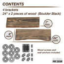 24” Boulder Black Live Edge Wood Shelf with L-Shaped Pipe Brackets (2-Pack) by PIPE DECOR