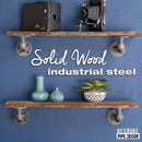 24” Boulder Black Live Edge Wood Shelf with L-Shaped Pipe Brackets (2-Pack)