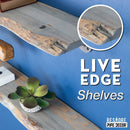24” Riverstone Grey Live Edge Wood Shelf with L-Shaped Pipe Brackets (2-Pack)