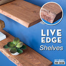 36” Sunset Cedar Live Edge Wood Shelf with L-Shaped Pipe Brackets (2-Pack)