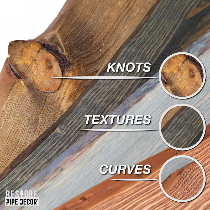 36” Trail Brown Live Edge Wood Shelf with L-Shaped Pipe Brackets (2-Pack)