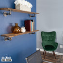 36” Trail Brown Live Edge Wood Shelf with L-Shaped Pipe Brackets (2-Pack)