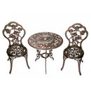 Cast Aluminum Metal Antique Bronze 3 Piece Patio Rose Bistro Set