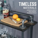 Three-tier Wood Shelf Industrial Bar Cart with Locking Wheels, Trail Brown by PIPE DECOR