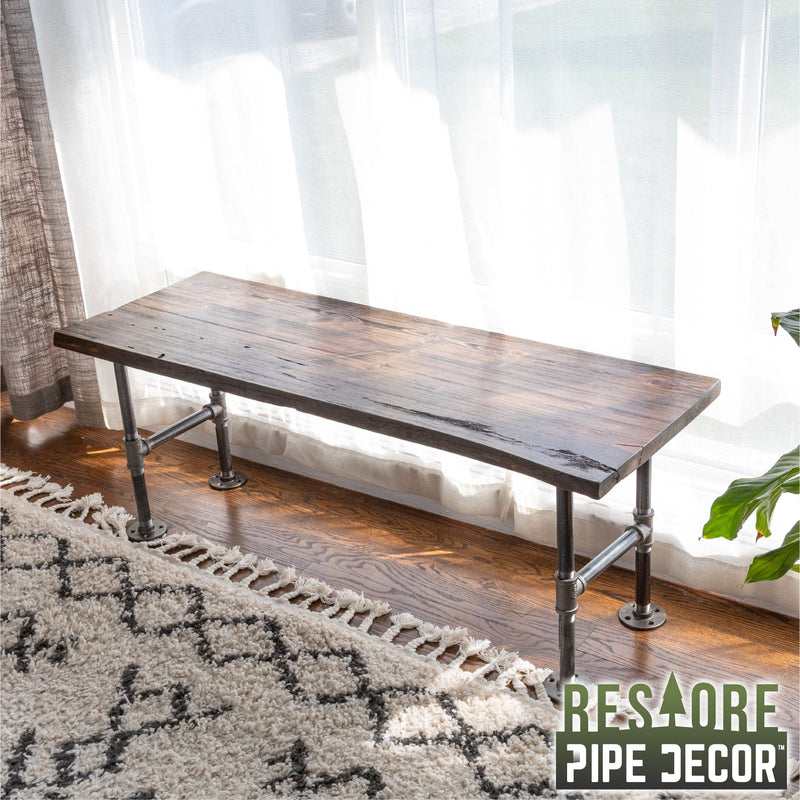 RESTORE Trail Brown Solid Live Edge Wood Accent Bench, photo 4 of 10