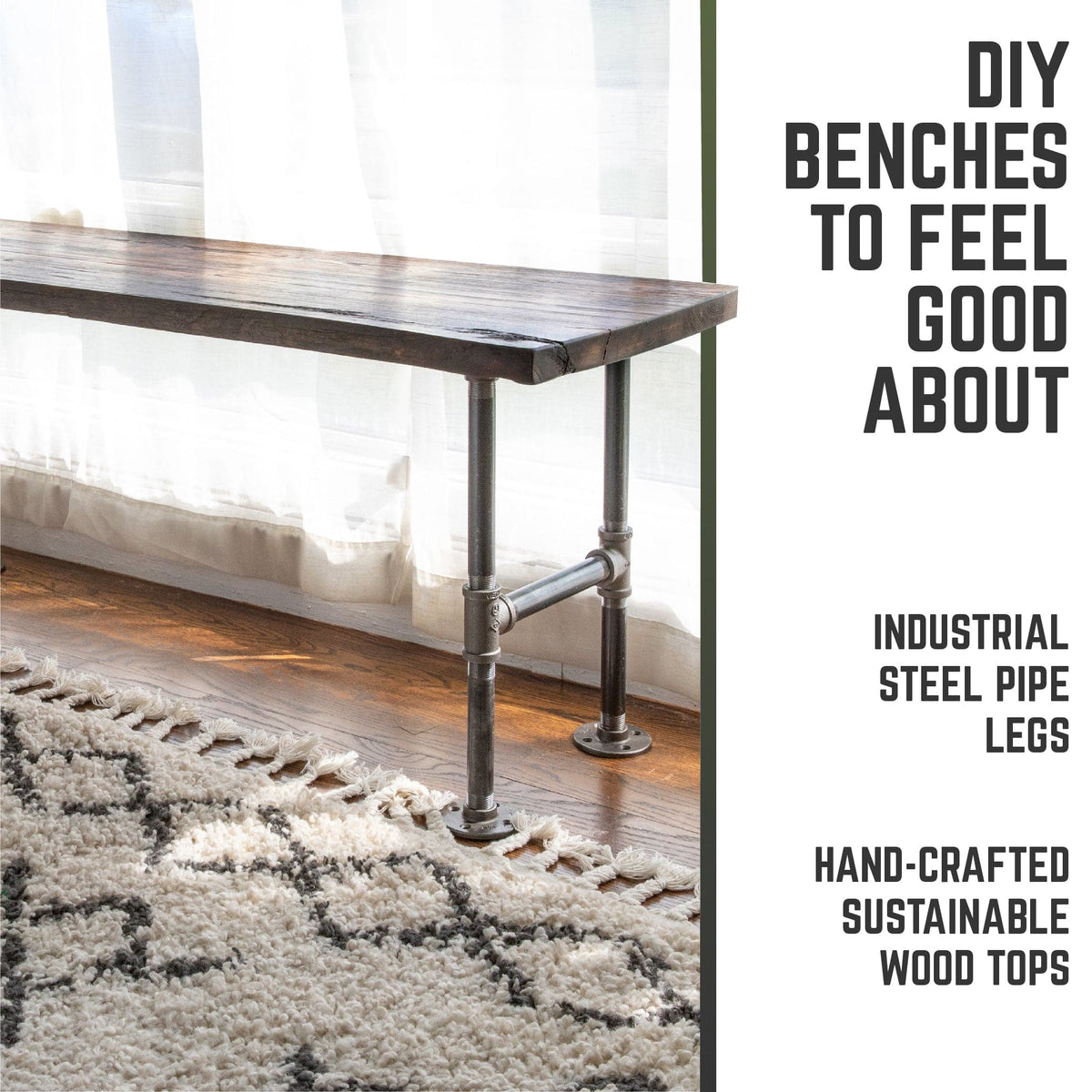 RESTORE Trail Brown Solid Live Edge Wood Accent Bench, photo 5 of 10
