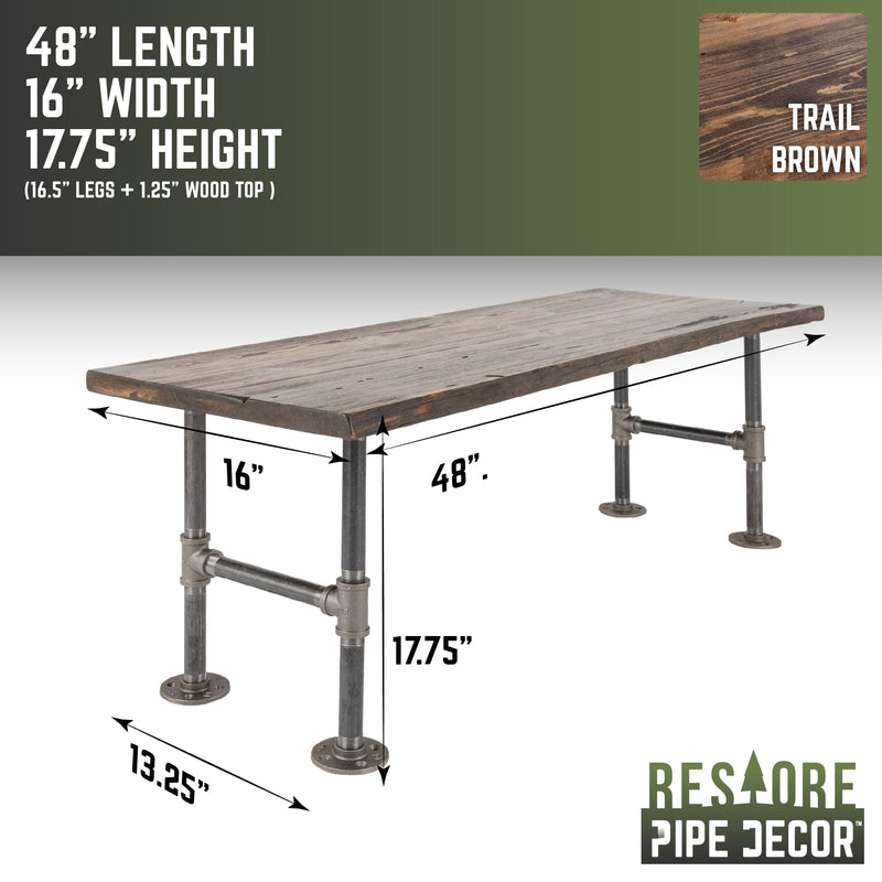RESTORE Trail Brown Solid Live Edge Wood Accent Bench, photo 3 of 10