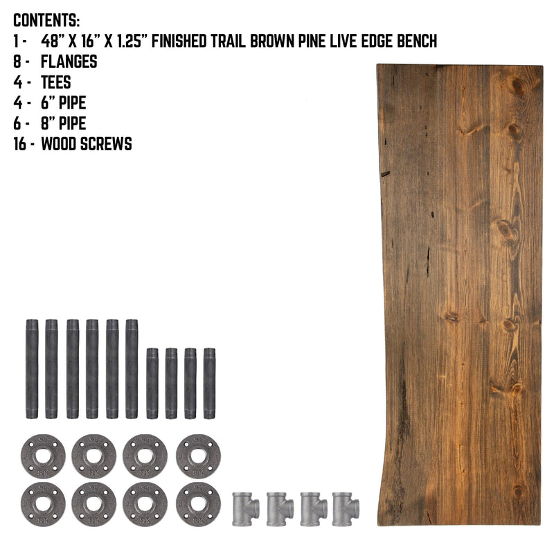 RESTORE Trail Brown Solid Live Edge Wood Accent Bench, photo 10 of 10