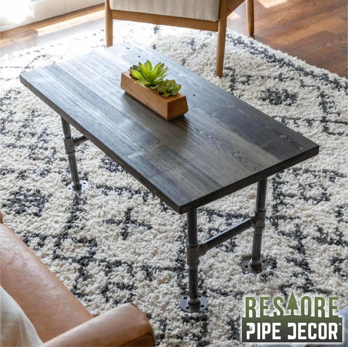 RESTORE Boulder Black Solid Wood Coffee Table, photo 2 of 10