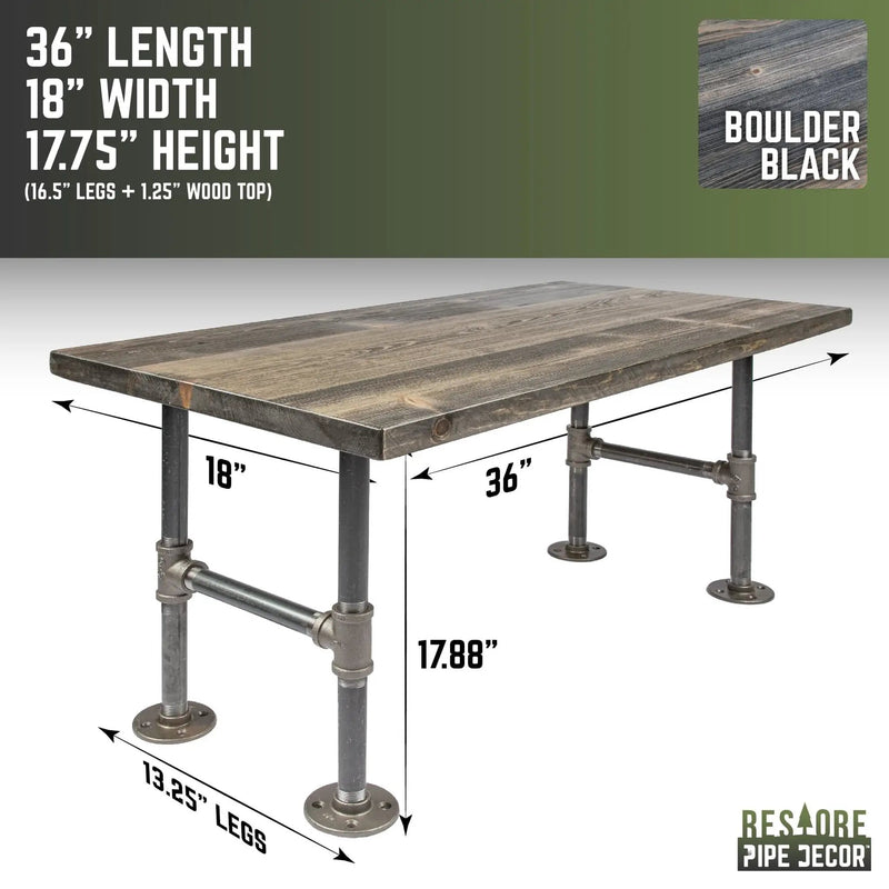 RESTORE Boulder Black Solid Wood Coffee Table, photo 3 of 10