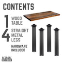 Skyline Boulder Black Solid Wood Coffee Table with 12 in. High-Rise Legs