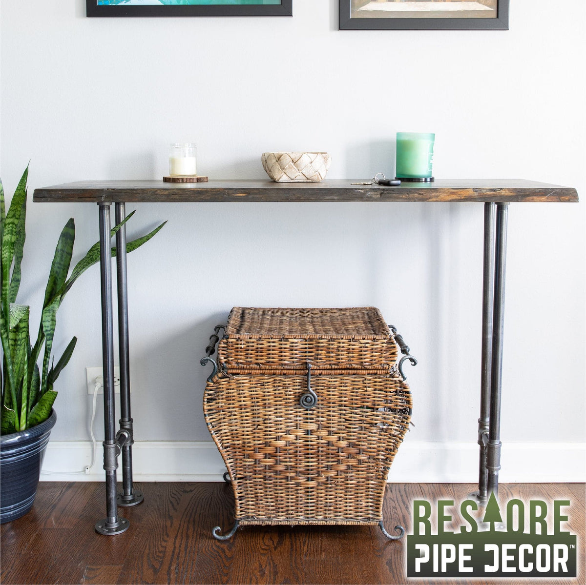 RESTORE Trail Brown Solid Live Edge Wood Console Table, photo 2 of 10
