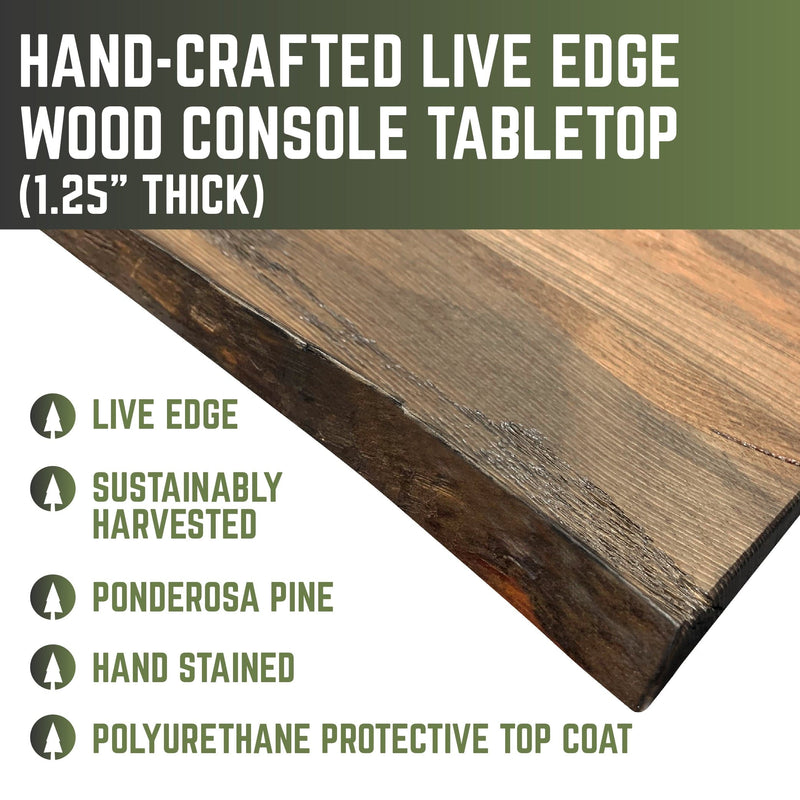 RESTORE Trail Brown Solid Live Edge Wood Console Table, photo 3 of 10