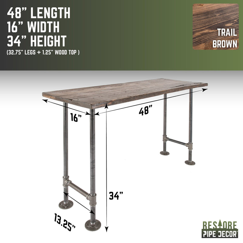 RESTORE Trail Brown Solid Live Edge Wood Console Table, photo 4 of 10
