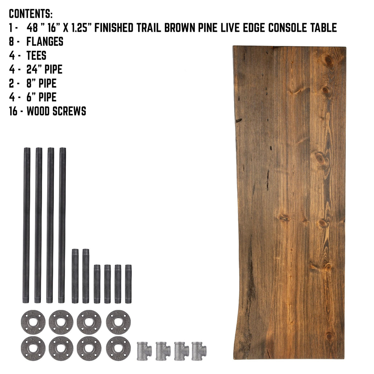 RESTORE Trail Brown Solid Live Edge Wood Console Table, photo 10 of 10