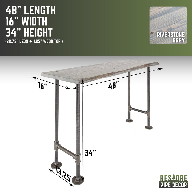 RESTORE Riverstone Grey Solid Live Edge Wood Console Table, photo 4 of 10