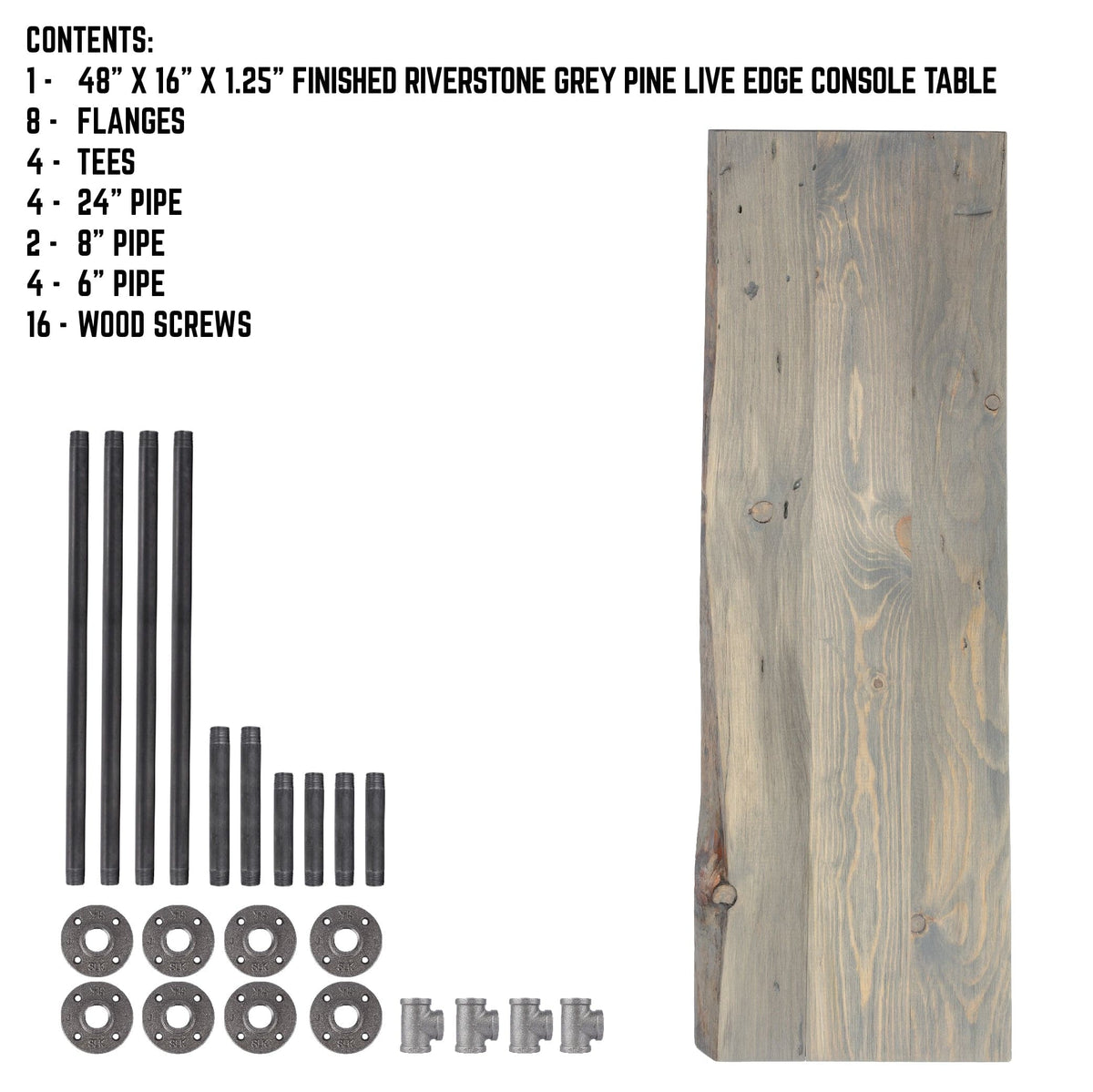 RESTORE Riverstone Grey Solid Live Edge Wood Console Table, photo 10 of 10