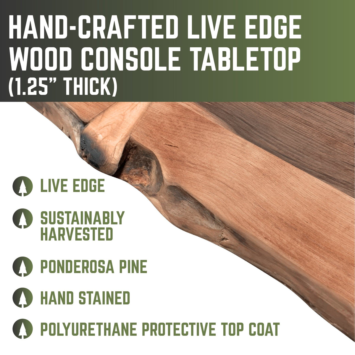 RESTORE Sunset Cedar Solid Live Edge Wood Console Table, photo 4 of 10