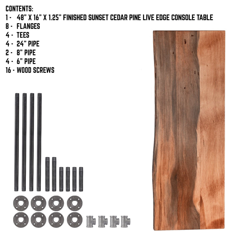 RESTORE Sunset Cedar Solid Live Edge Wood Console Table