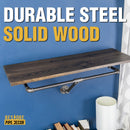 24 in. Wall Mounted Clothing Rack with Wood Shelf, Boulder Black