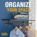 24 in. Wall Mounted Clothing Rack with Wood Shelf, Boulder Black