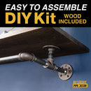 24 in. Wall Mounted Clothing Rack with Wood Shelf, Boulder Black