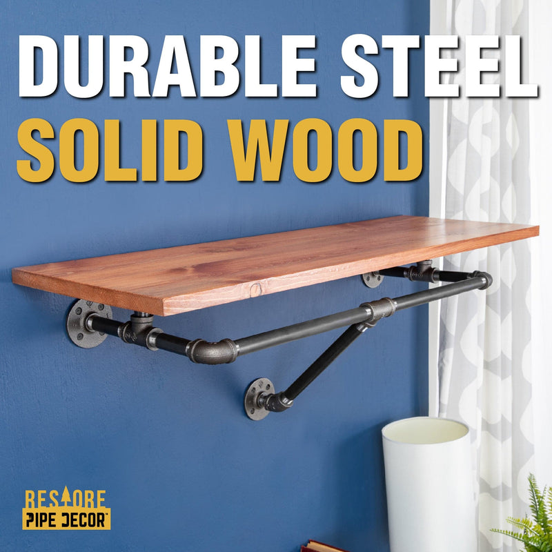 24 in. Wall Mounted Clothing Rack with Wood Shelf, Sunset Cedar