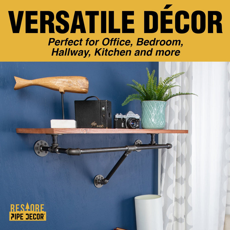 24 in. Wall Mounted Clothing Rack with Wood Shelf, Sunset Cedar