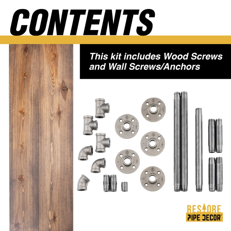 24 in. Wall Mounted Clothing Rack with Wood Shelf, Trail Brown