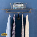 24 in. Wall Mounted Clothing Rack with Wood Shelf, Trail Brown by PIPE DECOR