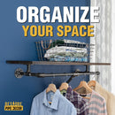 36 in. Wall Mounted Clothing Rack with Wood Shelf, Boulder Black