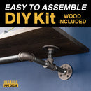 36 in. Wall Mounted Clothing Rack with Wood Shelf, Boulder Black