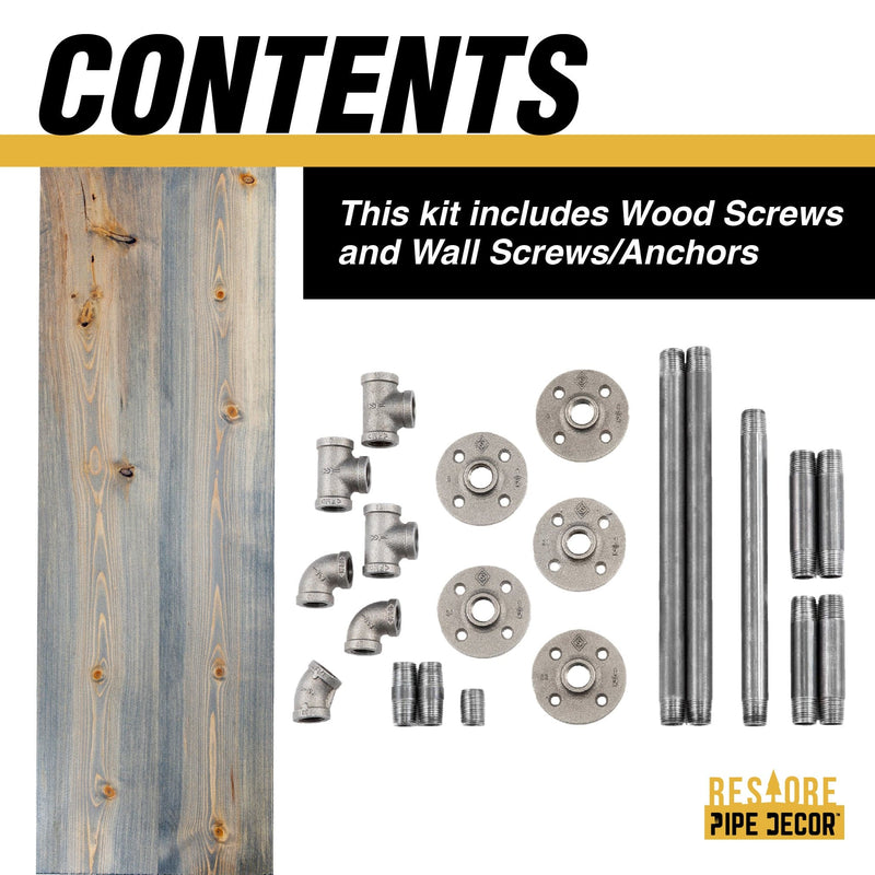 36 in. Wall Mounted Clothing Rack with Wood Shelf, Riverstone Grey